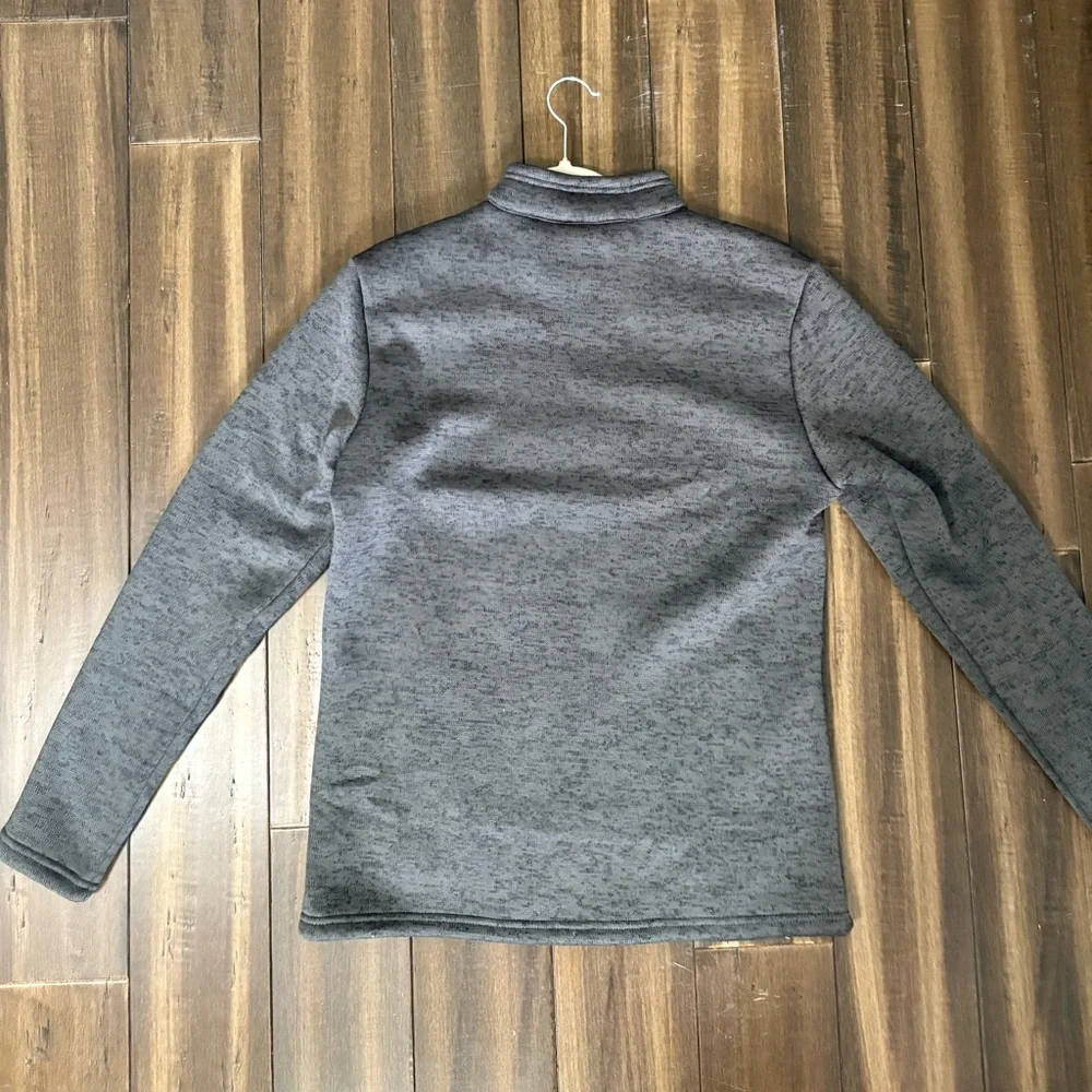 Sz M Gray Mock Neck Full-Zip Jacket Fleece Lined Warmth Zippered Pockets